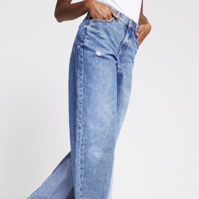 river island wide leg jeans in light blue