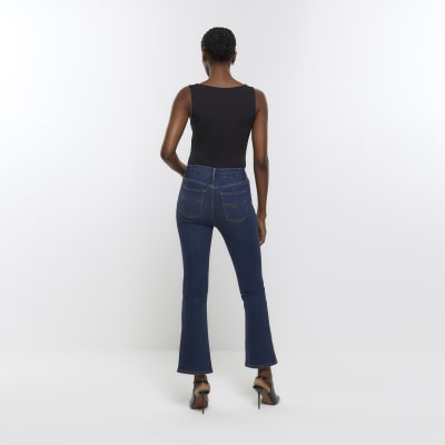 Blue high waist crop bootcut jeans River Island