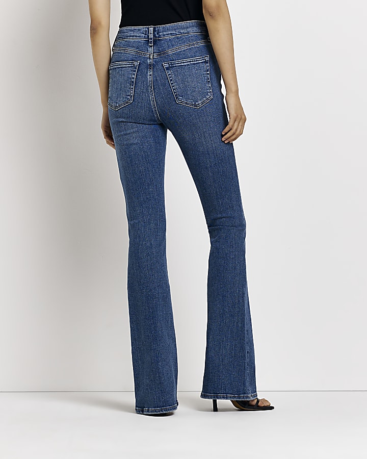 Blue high waist flare jeans