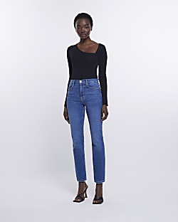 Blue high waist slim jeans