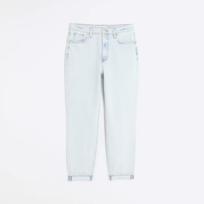 Blue high waist turned hem mom jeans