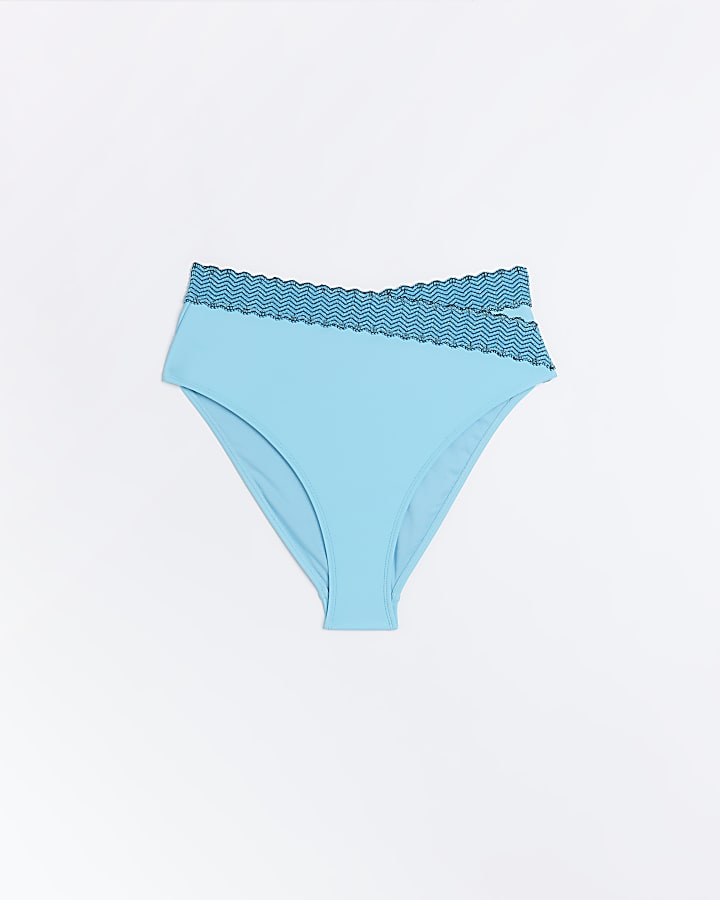 Blue high waisted bikini bottoms