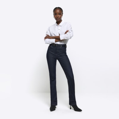 Blue high waisted bootcut jeans River Island