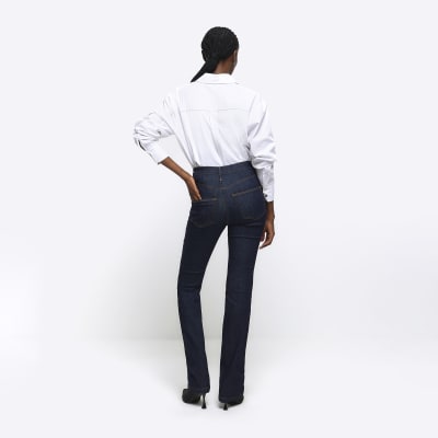 Blue high waisted bootcut jeans | River Island
