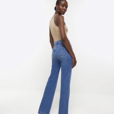 Blue high waisted bootcut jeans | River Island