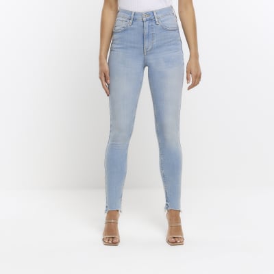 Blue high waisted bum sculpt skinny jeans River Island