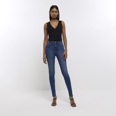 Blue high waisted bum sculpt skinny jeans