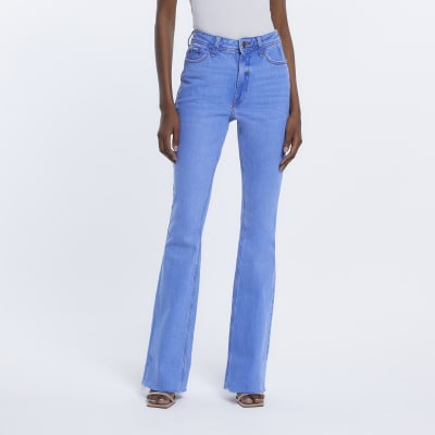 Blue high waisted flared jeans
