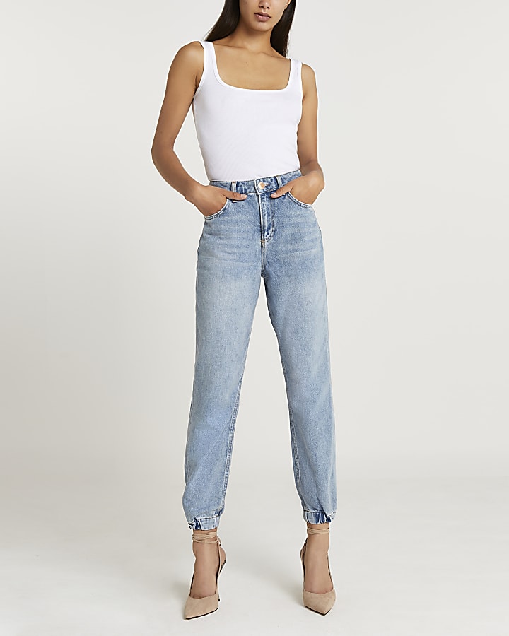 Blue high waisted jogger jeans