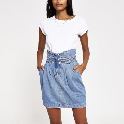 river island jean skirt