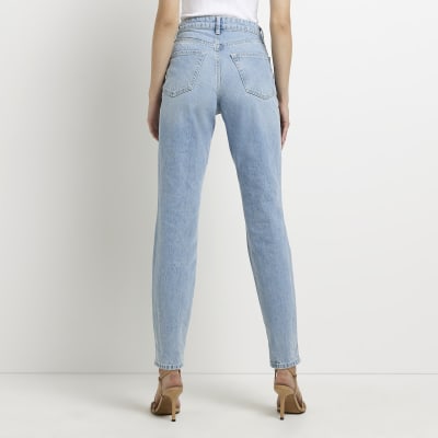 blue high waisted mom jeans