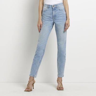 blue high waisted mom jeans
