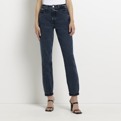 blue high waisted mom jeans