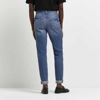 blue high waisted mom jeans