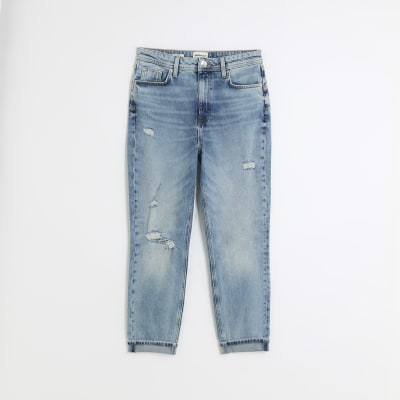 Blue high waisted sculpt mom jeans