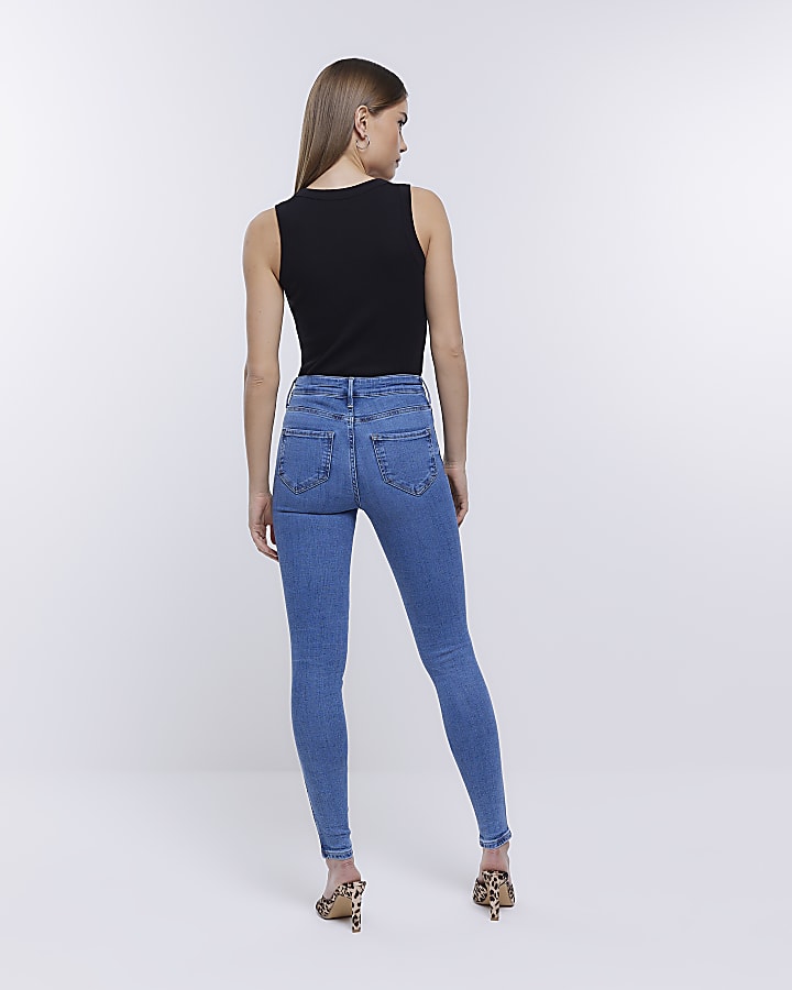 Blue high waisted sculpt skinny jeans