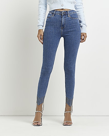 Blue high waisted skinny jeans
