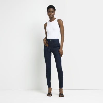Blue high waisted skinny jeans River Island