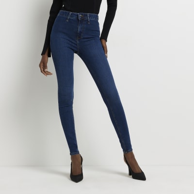 Blue high waisted skinny jeans