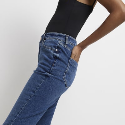 Blue high waisted slim fit jeans