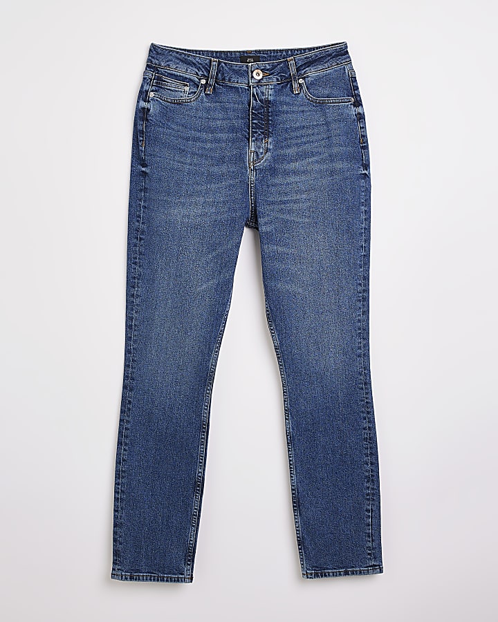 Blue high waisted slim fit jeans