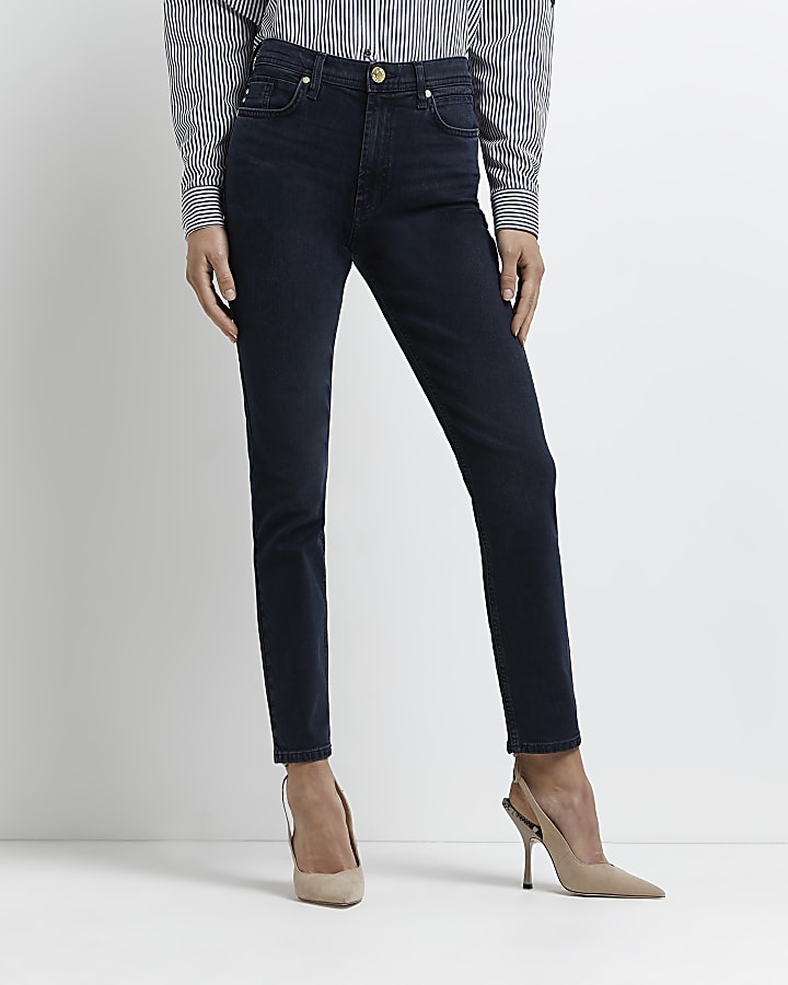 Blue high waisted slim fit jeans