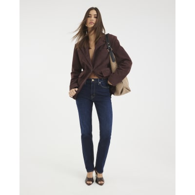 Blue High Waisted Slim Fit Jeans