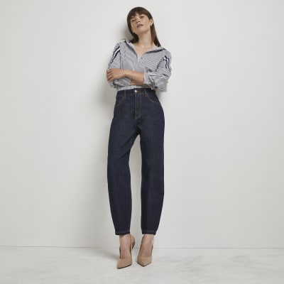 blue high waisted jeans women's