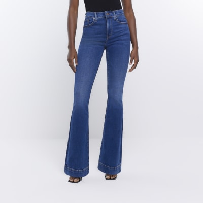 Blue high waisted tummy hold flare jeans