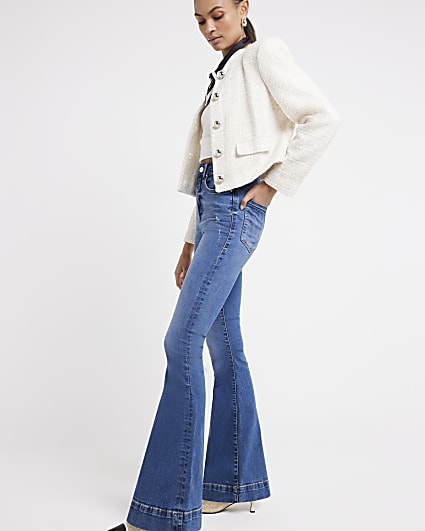 Blue high waisted tummy hold flared jeans