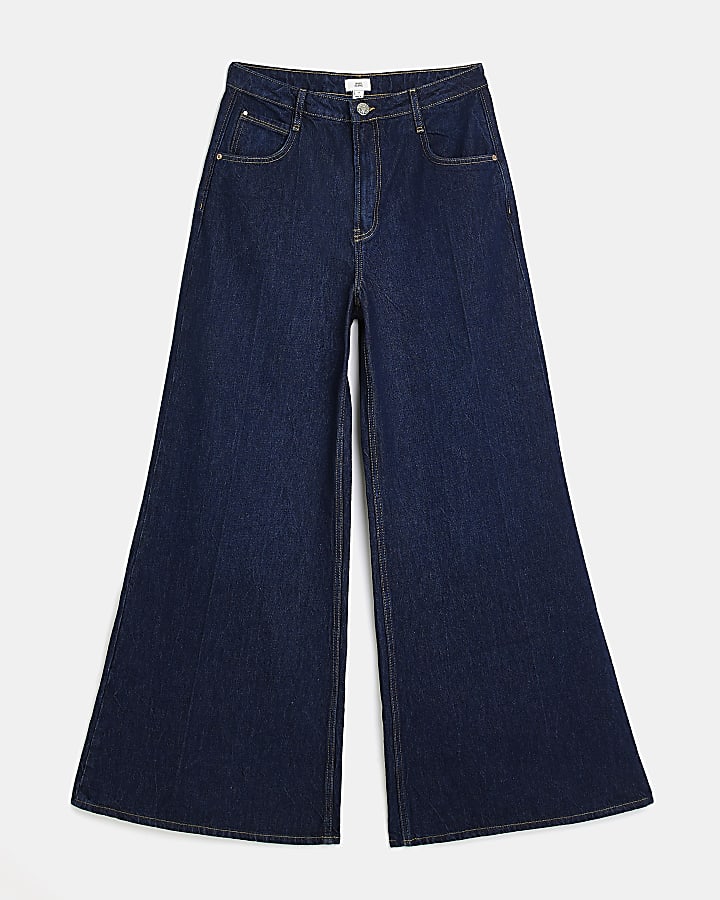 Blue high waisted ultra flared jeans