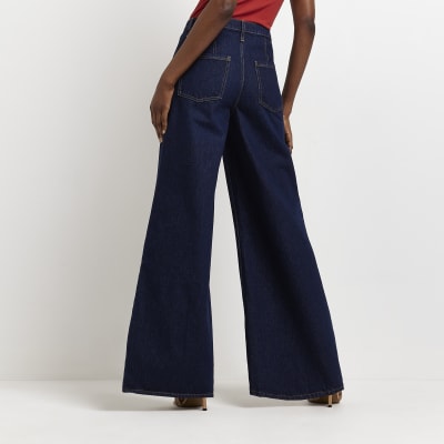 Blue high waisted ultra flared jeans