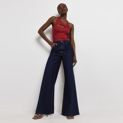 high waisted wide flare jeans