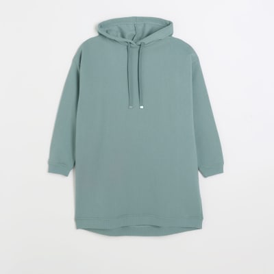 Blue hooded sweatshirt mini dress | River Island