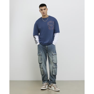 Blue Japanese Double Layered T-Shirt