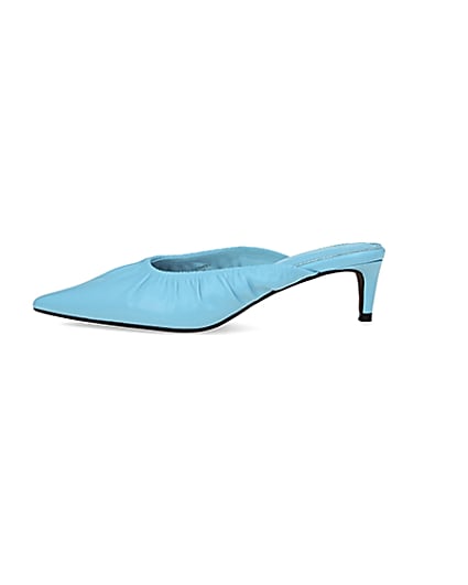 360 degree animation of product Blue kitten heeled mules frame-3