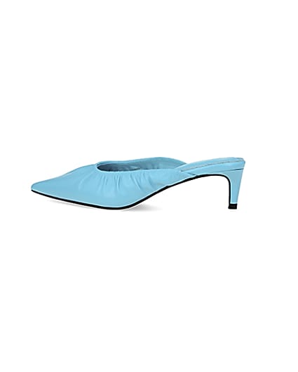 360 degree animation of product Blue kitten heeled mules frame-4