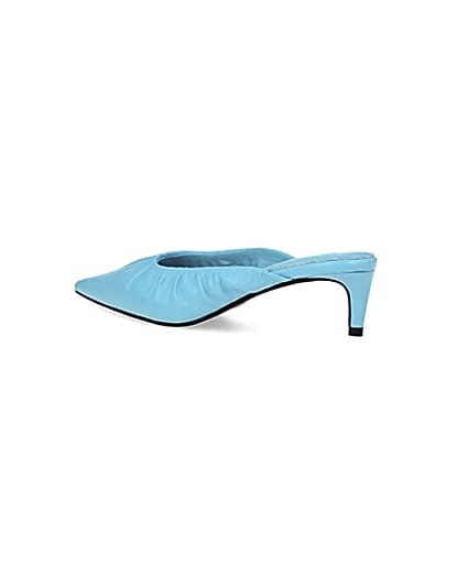 360 degree animation of product Blue kitten heeled mules frame-5