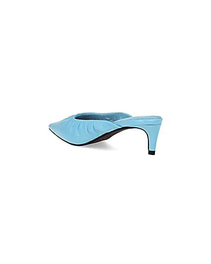 360 degree animation of product Blue kitten heeled mules frame-6