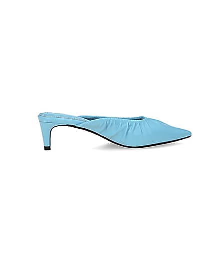 360 degree animation of product Blue kitten heeled mules frame-14