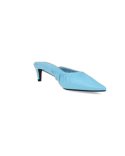 360 degree animation of product Blue kitten heeled mules frame-18
