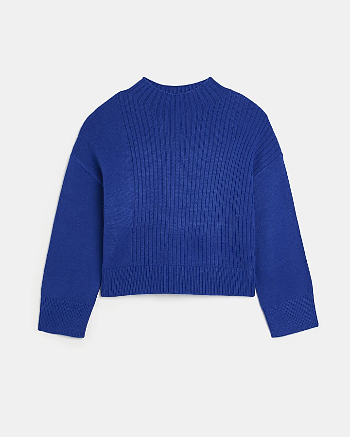Blue knit long sleeve jumper