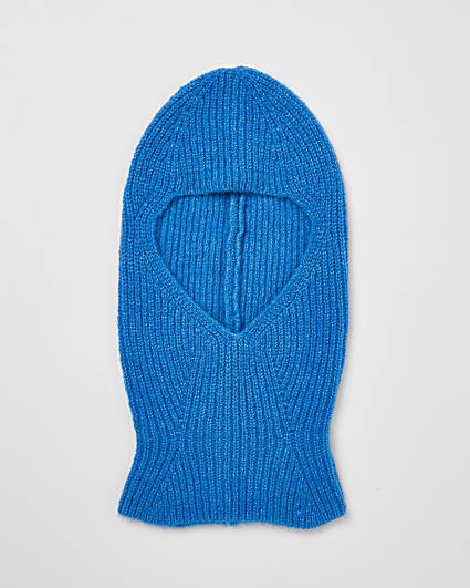 Blue knitted balaclava