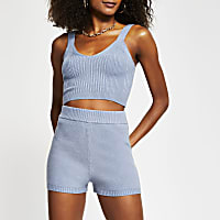 Blue knitted cycling shorts