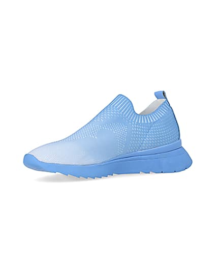 360 degree animation of product Blue knitted runner trainers frame-1