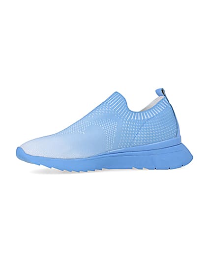 360 degree animation of product Blue knitted runner trainers frame-2