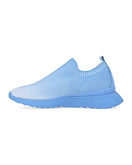 360 degree animation of product Blue knitted runner trainers frame-3