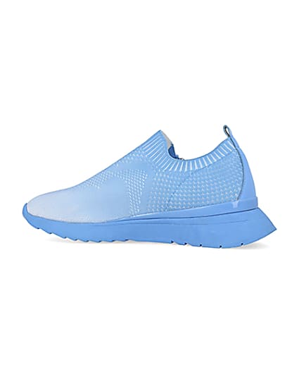 360 degree animation of product Blue knitted runner trainers frame-4