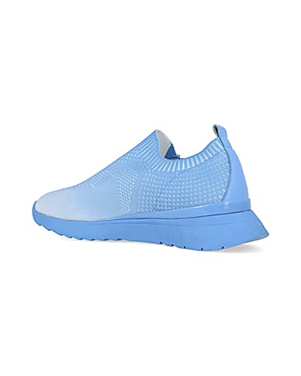 360 degree animation of product Blue knitted runner trainers frame-5