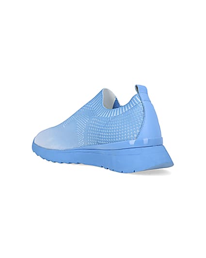 360 degree animation of product Blue knitted runner trainers frame-6